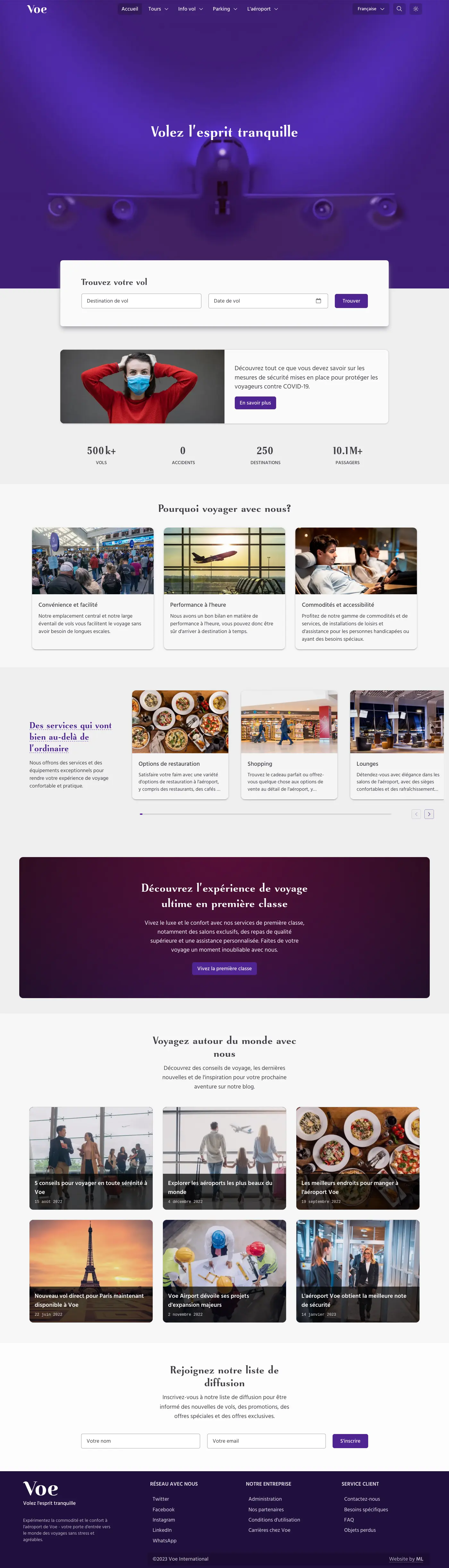 Full-view screenshot of the Voe website.